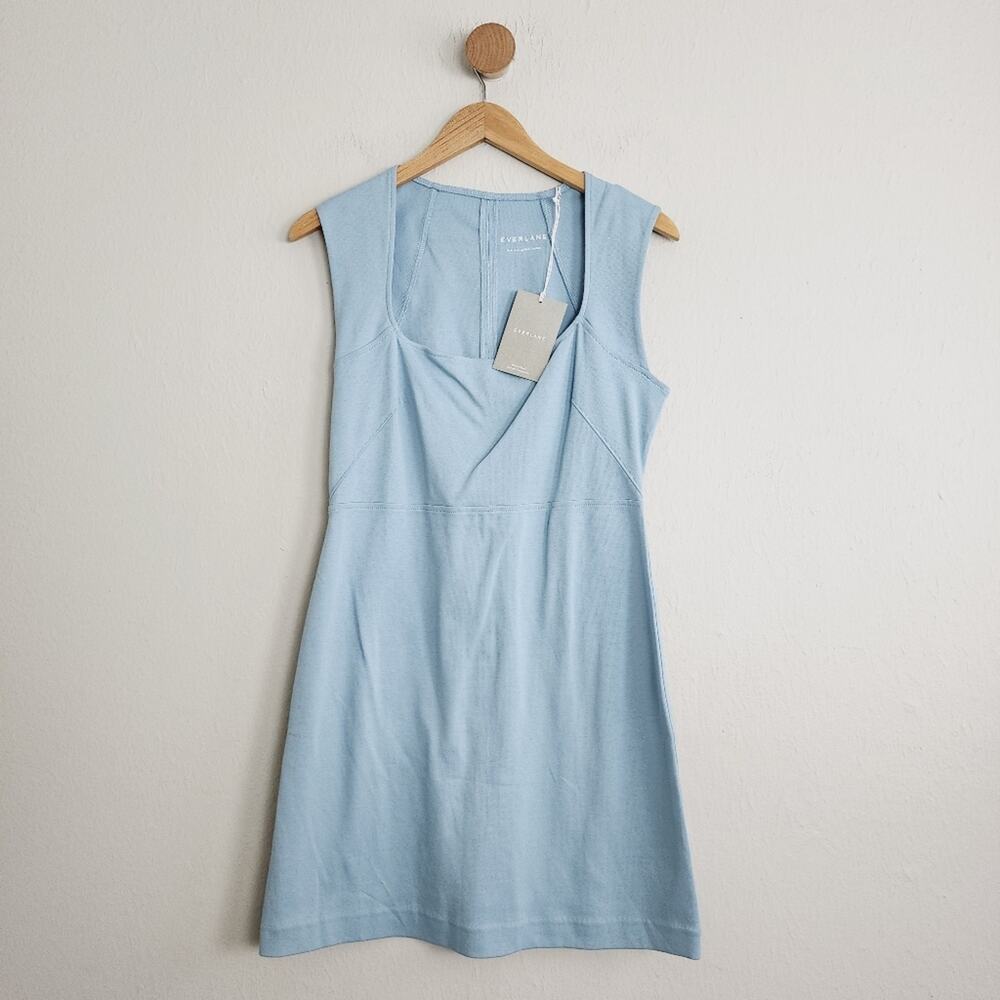 NWT Everlane The 90s Cotton Mini Dress Blue Cap Sleeve Minimalist Short Dress M